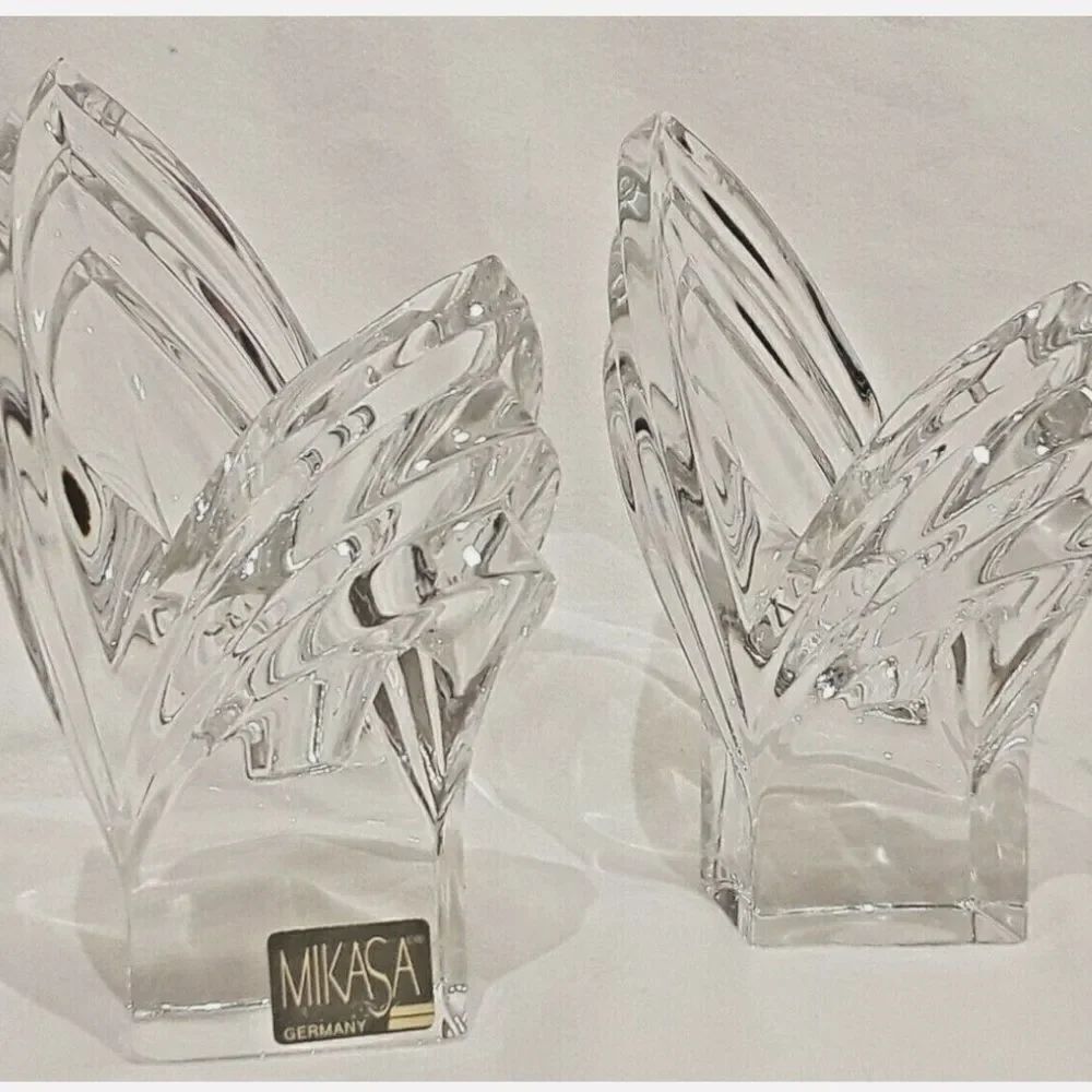 Mikasa Crystal Tulip Flower Taper Candle Holders!
